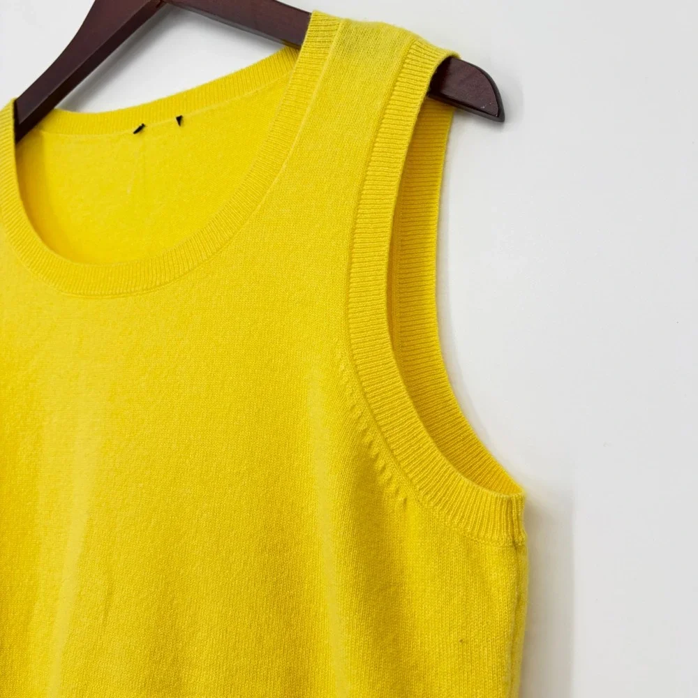 Talbots Womens‎ Dandelion Yellow 100% Cashmere Sleeveless V-Neck Sweater Vest L